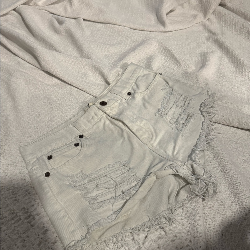 Forever 21 Light Denim Distressed Jean Shorts